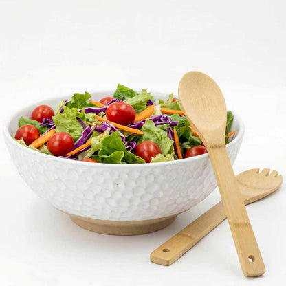 Wgtalation Large Ceramic Dinner Bowl - Handmade Salad Bowl Set, 58 oz. Dishwasher and Oven Safe, Vanilla White 9.5 inch”