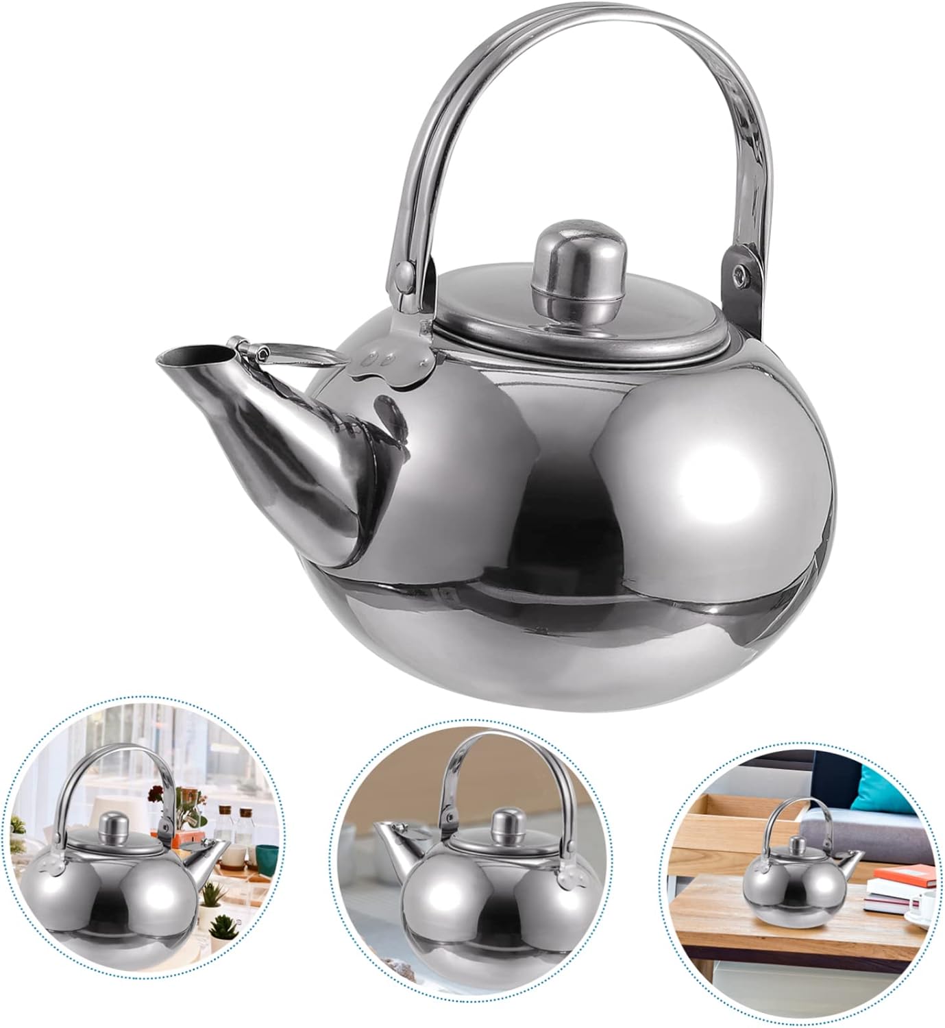 1pc Metal Tea Kettle with Infuser, Stainless Steel Pot Filter Screen for Coffee