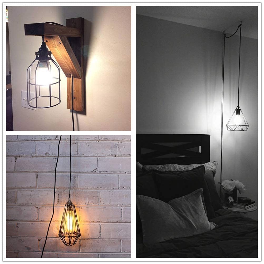 Pendant Light Kit with Dimmer Switch 15 Feet Hanging Lamp Cord Set Plug in Edison Light Bulb Socket Rope for E26 E27 DIY Swag Light Fixtures