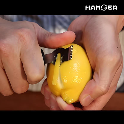 HAMOER Lemon Zester Grater Channel Knife Handheld for Bar Kitchen full Stainless Steel tool set
