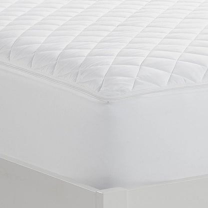 Serta Protection Plus Fiber Fill Cooling Fitted Mattress Pad Cover, Twin, White