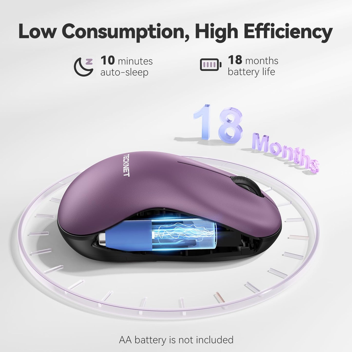 TECKNET Wireless Mouse for Laptop, 2.4G Silent Computer Mouse Quiet Click with 5 DPI Levels,Contoured Grip,Small Portable 30 Months Battery Cordless Mice for PC, Chromebook, Mac - Pink