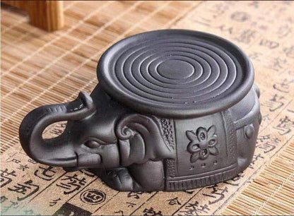 Handmade Yixing Elephant Teapot Holder, Purple Sand Teapot Pad, Black Tea Tray Decor