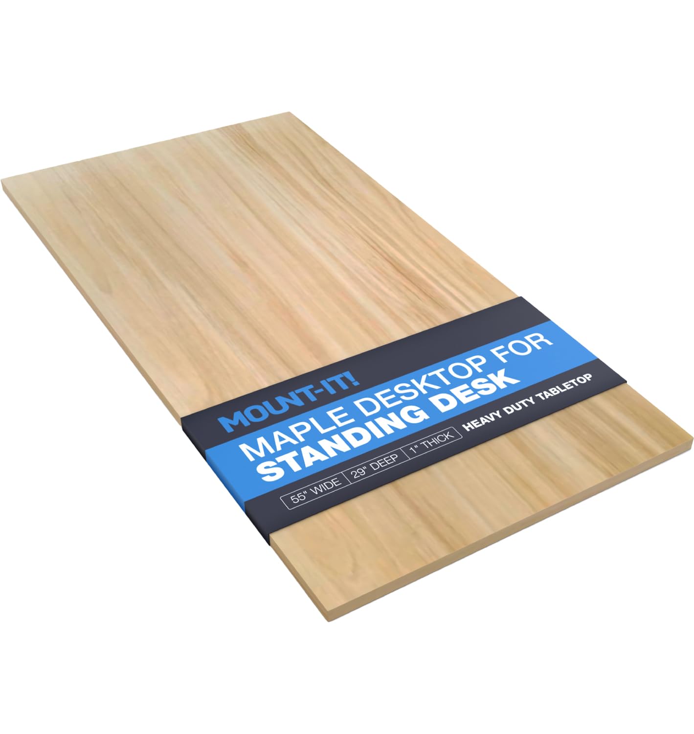 Mount-It! Table Top for Standing Desk, 55" x 29" Solid One-Piece Wood Desk Surface, Heavy Duty 1" Thick Maple Tabletop, Compatible with Adjustable Desk Frames - Frame and Legs Sold Separately