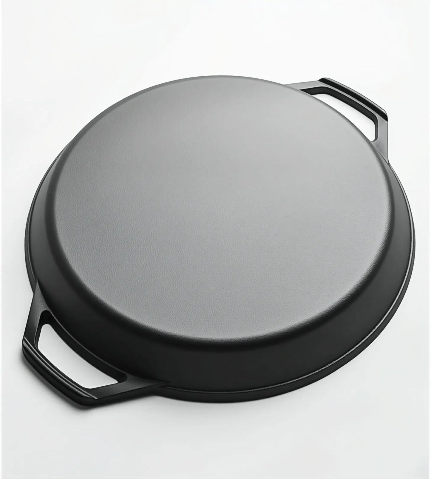LI-GELISI 26-inch cast iron frying pan with double auxiliary handles, nitrogen-treated for rust resistance, suitable for stoves/grills/campfires, heavy-duty frying pan for outdoor cooking
