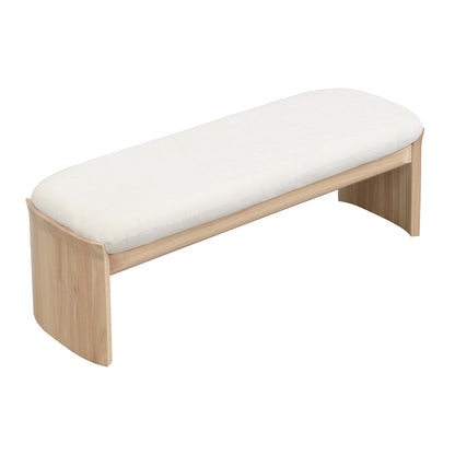 Christopher Knight Home Paxton Fabric Upholstered Ottoman Bench, Rectangular Foot Stools Ottoman, Entryway Wood Ottoman Footrest, Bedroom End of Bed Footstool,Living Room Sofa Extra Seat,Beige+Natural