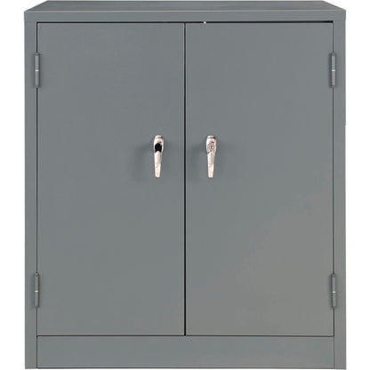 Global Industrial Counter Height Cabinet with Locking Lever Handle, 2 Height Adjustable Shelves, 300 lbs Shelf Capacity, 36" W x 24" D x 42" H, Unassembled, Gray