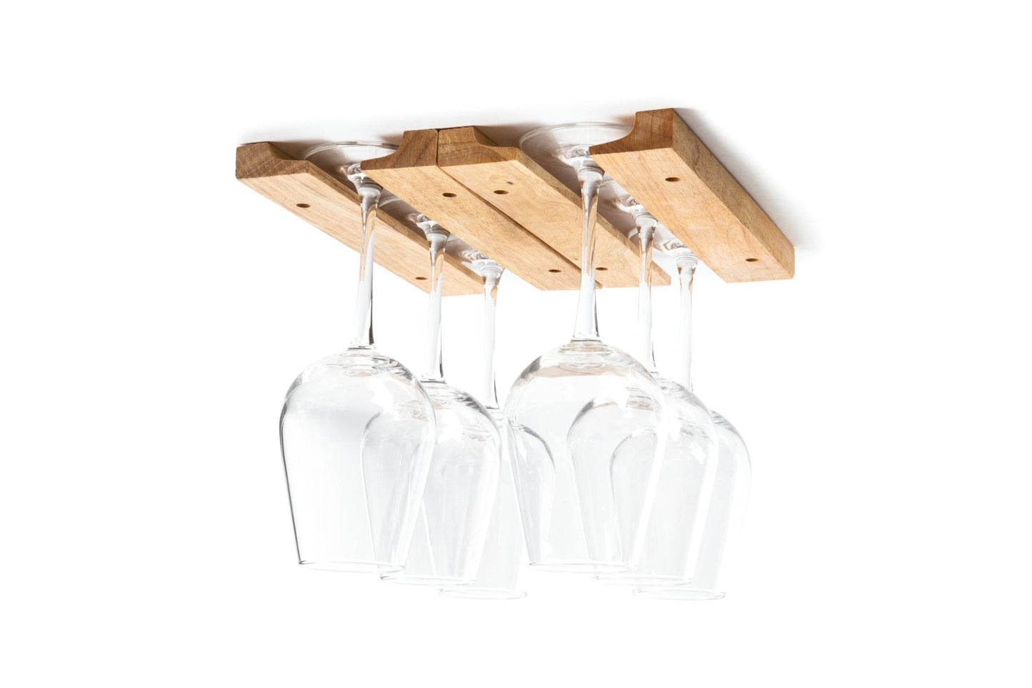Fox Run Mounted Under Cabinet Wooden Wine Glass Holder Rack, 11 x 7 x 0.75 inches, Brown