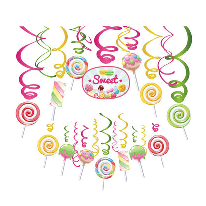30Ct CandyLand Hanging Swirl Decorations, Lollipop Decorations for Kids, Home, Classroom, Baby Shower