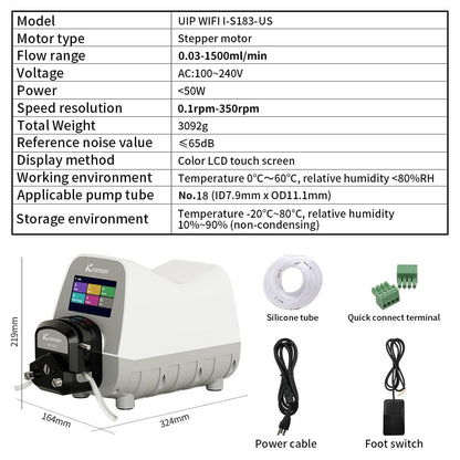 Kamoer UIP WIFI I intelligent high flow peristaltic pump stepper motor 100V-240VAC dosing pump 0.5-1500ml/min Supports variable speed operation