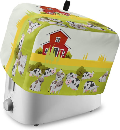 Toaster Cover, Farmhouse Cute Cow 2 Slice, Soft Washable Dust-proof Cover with Pockets for Small Appliance