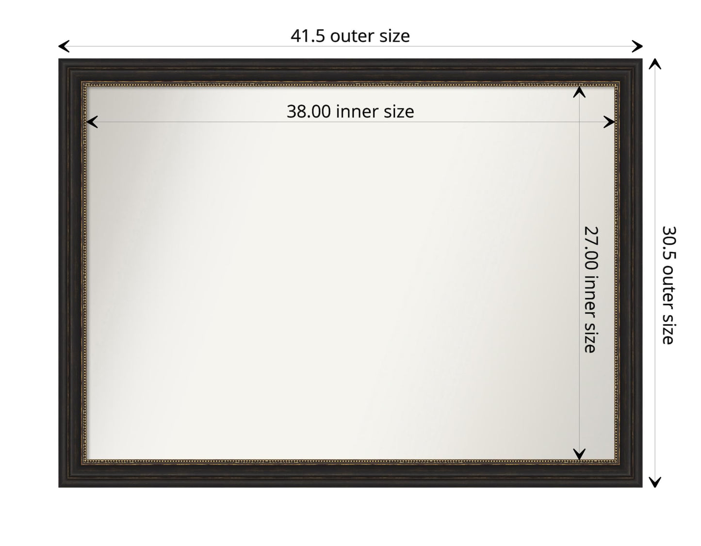 Amanti Art Bronze Wall Mirror 31x42 Accent Bronze Narrow Rectangle Bathroom Mirror for Wall Decor Living Room, X-Large Traditional Frame, Hangs Horizonally and Vertically, Bathroom Decor, Non-Beveled