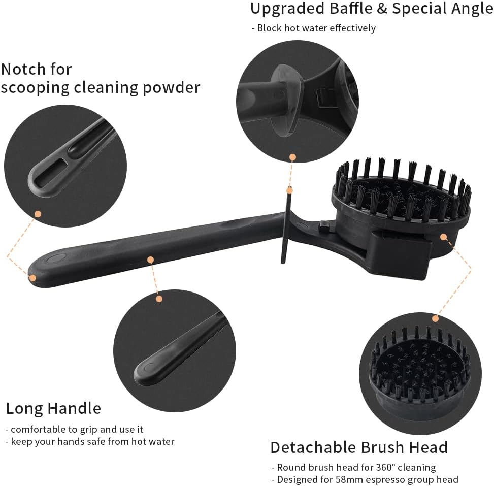 Espresso Machine Cleaning Brush Tool, CAFEMASY Nylon Bristles Cleaning Disc for 58mm Brewing Group Head