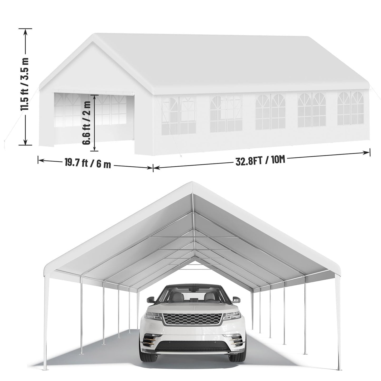 20x33 ft Heavy Duty Party Tent, Outdoor Wedding Canopy with Removable Sidewalls & Waterproof UV Roof, White Commercial Event Shelter for Backyard, Reception, Festival, Camping