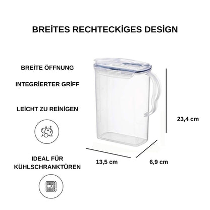LocknLock Aqua Fridge Door Water Jug | Clear Pitcher | BPA Free Plastic Pitcher with Lid | 2 Quart Pitcher with Lid for Water, Juice, Tea & More Beverages, Clear