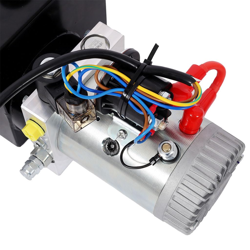 YATON 12V Hydraulic Pump 8 Quart Double Acting Power Unit, 1.6kW DC Hydraulic Pump with Steel Reservoir, 3200 PSI Hydraulic Power Unit for Dump Trailer, Lift Gate & Car Lifting