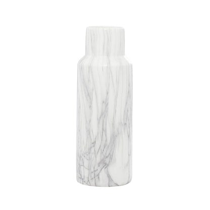 Deco 79 Ceramic Decorative Vase Faux Marble Centerpiece Vase, Flower Vase for Home Decoration 6" x 6" x 15", White