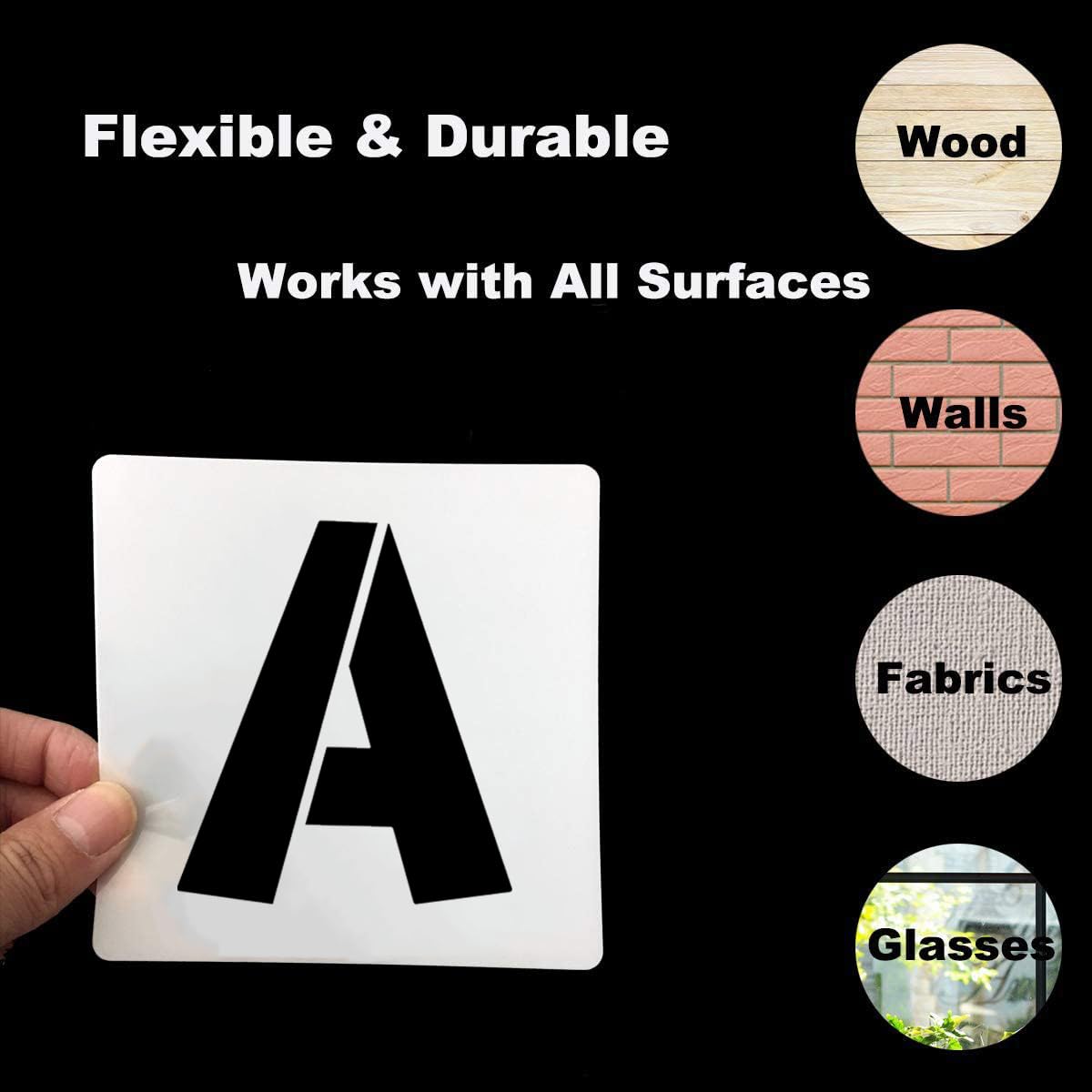 REOLAN 10 Inch Letter Stencils for Painting - 42 Pack Alphabet Letter and Number Stencil Templates with Signs for Painting, Reusable Letters Numbers Stencils for Chalkboard Wood Crafts & Wall Decor