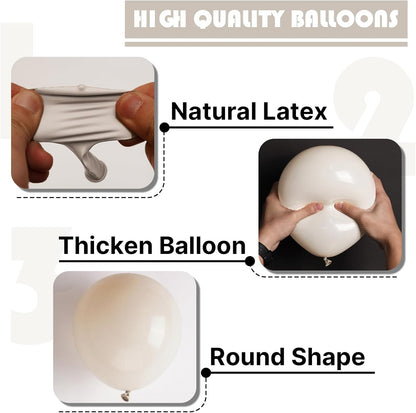 PartyWoo White Sand Balloons - 50 Pcs 12 Inch Beige Cream Ivory Latex for Weddings & Celebrations