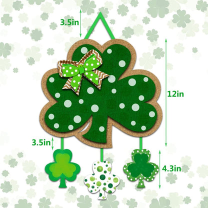 Friday Night St. Patrick's Day Door Sign - Irish Hanging Welcome Board with 3-D Cardboard Green Shamrock Hanger