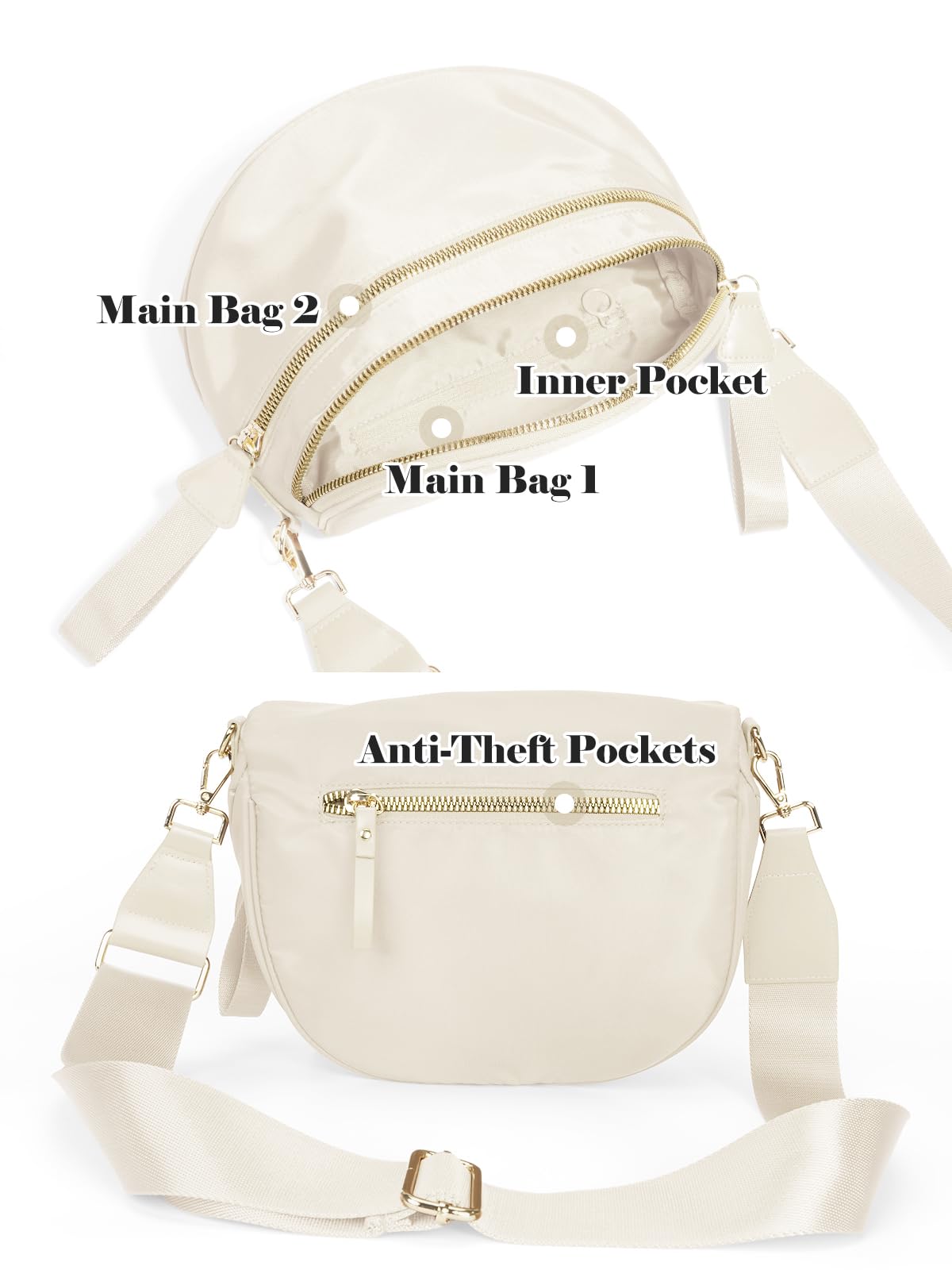 Pure Colour Crossbody Bag Bum Bag for Women,Spacious Purse Fanny Packs Belt Bag,Oversized Bum Bag (Colour Bum Bag-Beige)
