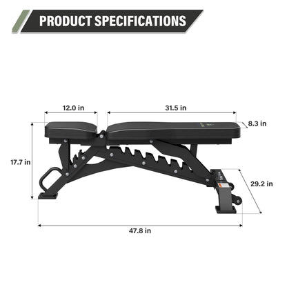 Major Fitness Weight Bench - 1300LBS Weight Capacity and 36 Adjustable Positions Strength Training Bench for Garage and Home Gym Workouts (Black)