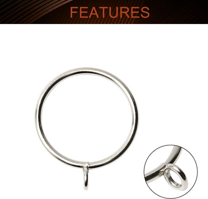 MroMax 24 Pcs Curtain Rings with Eyelets, 1-3/4 Inch Metal Silver, 45mm Inner Diameter, Fits 1-1/2 Inch Curtain Rod