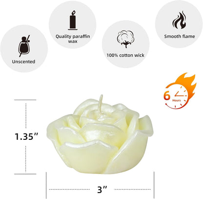 Zest Candle 12-Piece Floating Candles, 3-Inch, Ivory Rose