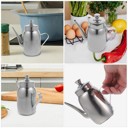 Amosfun Stainless Steel Oil Pot with Filter Strainer 14Oz Cooking Oil Container for Grease Storage and Used Collection with Anti-Scald Handle Kitchen Dispenser