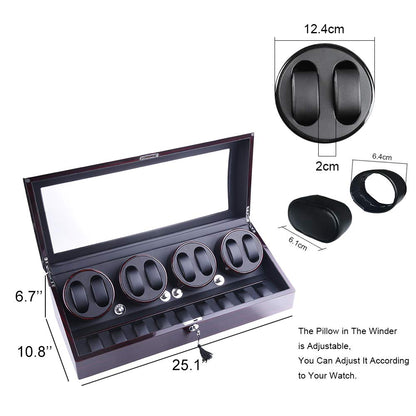 udgtee XTELARY Automatic Watch Winder, Watch Winders with 8 Winder Positions, 9 Storage Spaces, Super Quiet Motor, 4 Rotation Modes, and Dual Power Supply for Men and Women Watches
