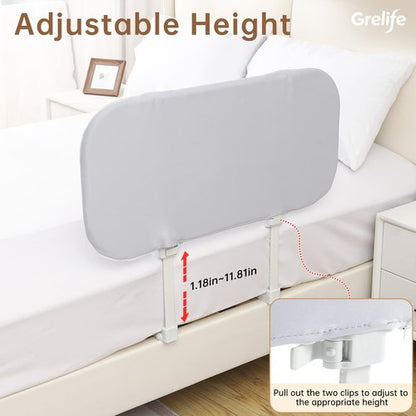 Grelife 33" Portable Travel Bed Rail for Toddlers (Compact), Fast Install, Adjustable Height, Tall Toddler Bed Rails for Crib, Single, Twin Bed, Foldable Baby Bed Rail Guard for Box, Flat Bed