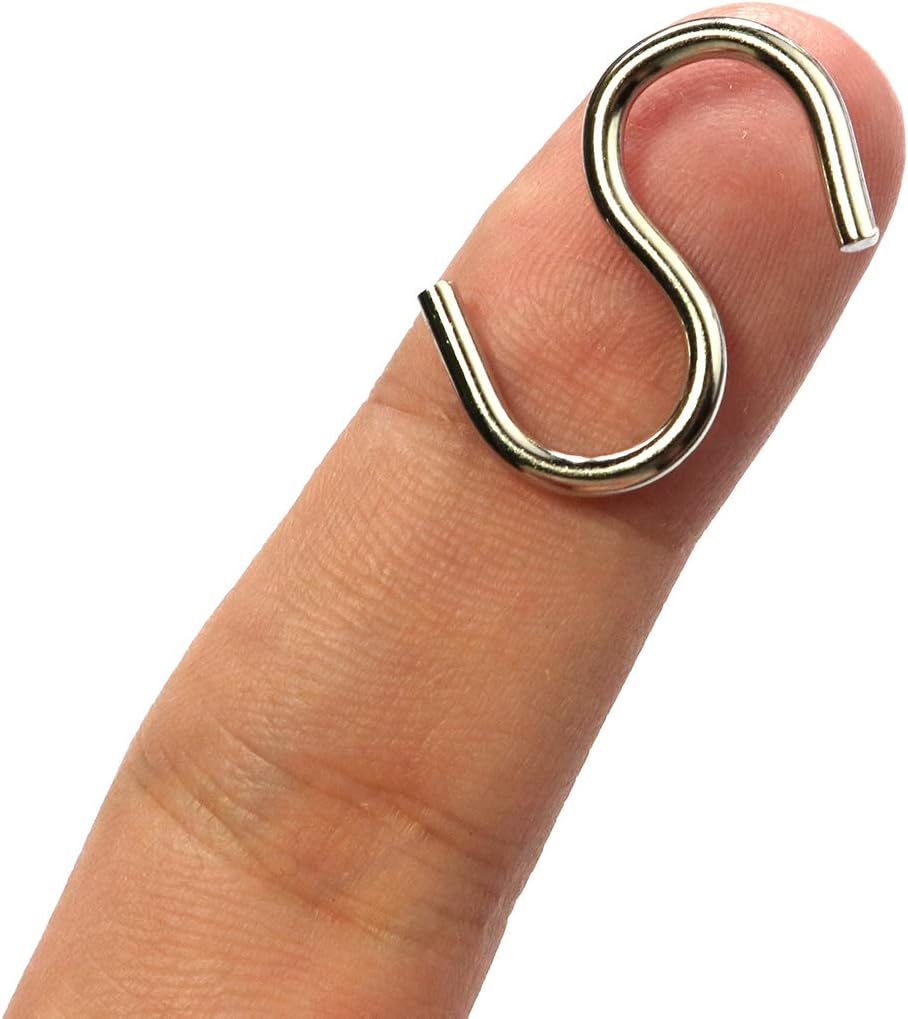Millennial Essentials Mini S Hooks, 200pcs S Shaped Wire Hook Hangers for DIY Crafts, Jewelry, Key Chain