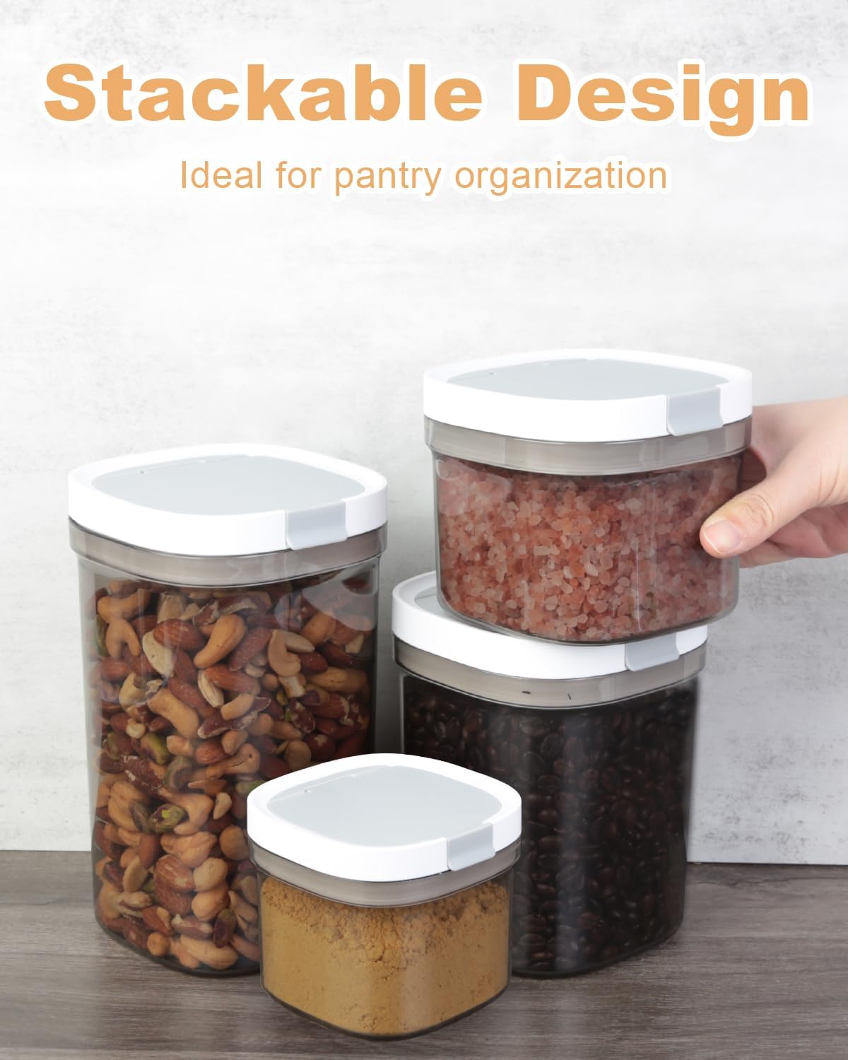 Large Food Storage Containers with Lid Airtight, 1.6QT/1800ML BPA Free Plastic Canister for Flour, Sugar, Cereal, Coffee