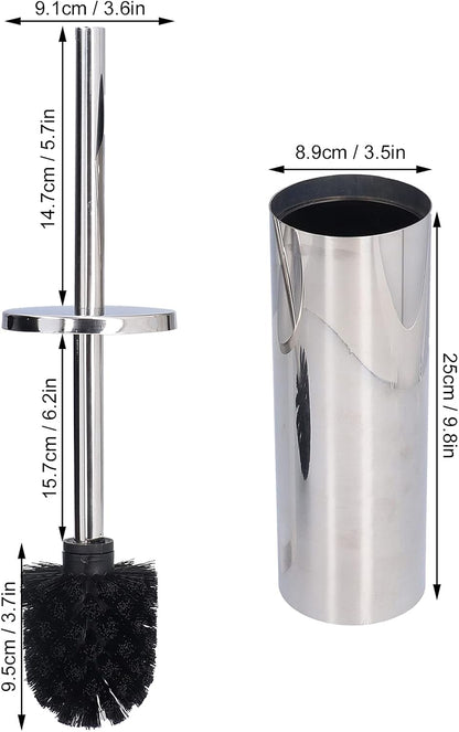 Toilet Brush and Holder Set, Stainless Steel Long Handle Toilet Bowl Cleaner, Soft Toilet Cleaning Brush (Silver)