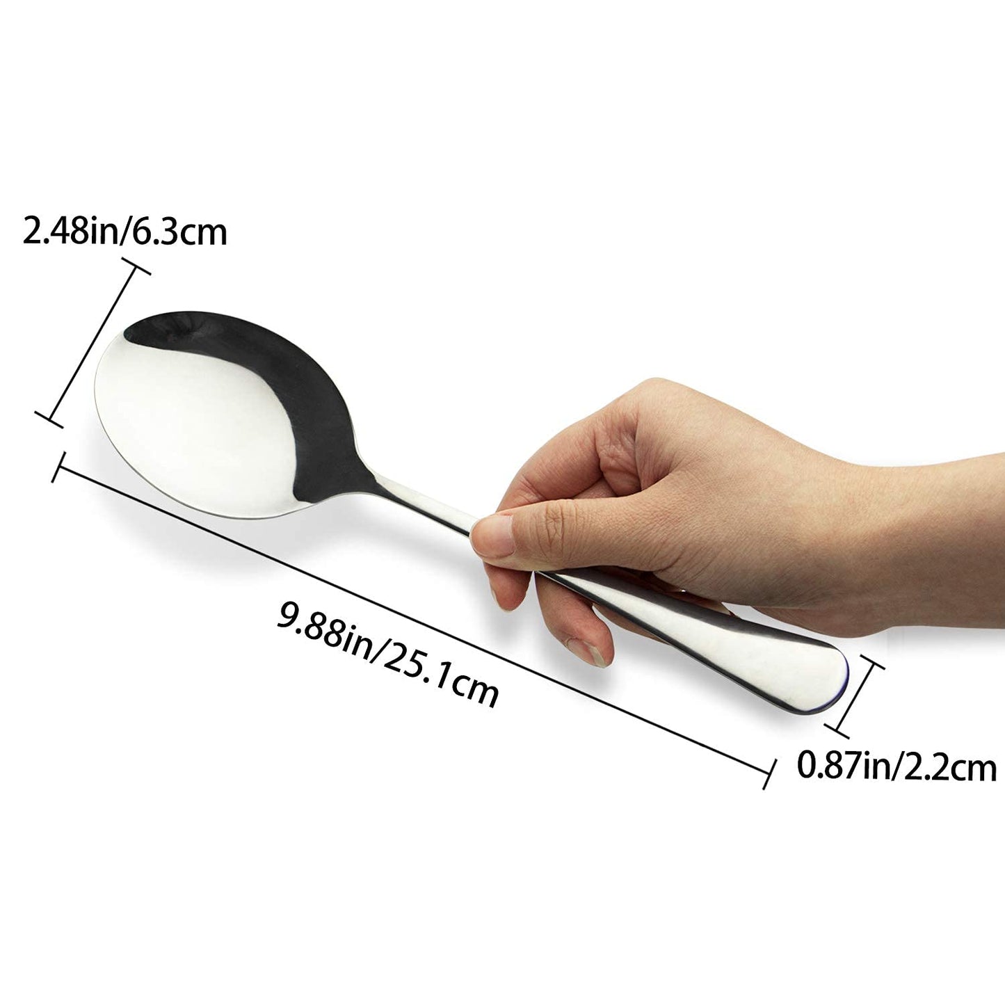 AOOSY Serving Spoons, 6 Pieces X-Large 9.8 Inches Stainless Steel Serving Spoon Catering Spoons Solid Serving Utensils Big Ladle Tablespoons for Buffet Banquet Flatware Kitchen Basics Serving