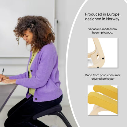 Varier Variable Natural/Black Ergonomic Office Kneeling Chair for Desk – Back Pain Relief, Rocking Seat for Home, Study & Posture Support – 10 Year Quality Guarantee