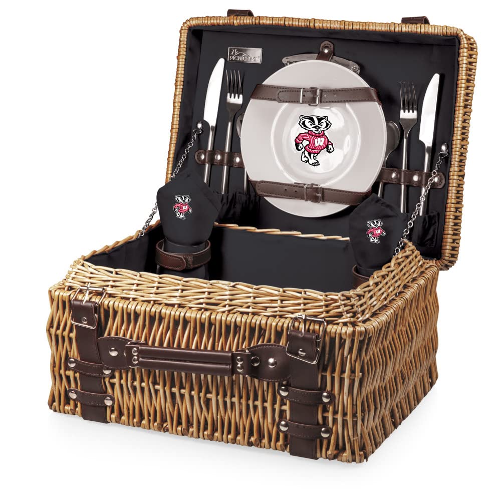 NCAA Wisconsin Badgers Champion Picnic Basket with Deluxe Service for Two