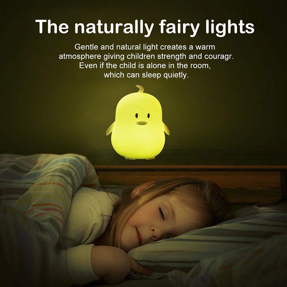 Tianhaixing Animal-shaped Big Night Light for Children/Adult, Rechargeable LED Soft Silicone (BPA Free) Bedside Lamp, Adjustable Brightness and 9 Colors by Touch Control & Remote Control (Big Penguin)