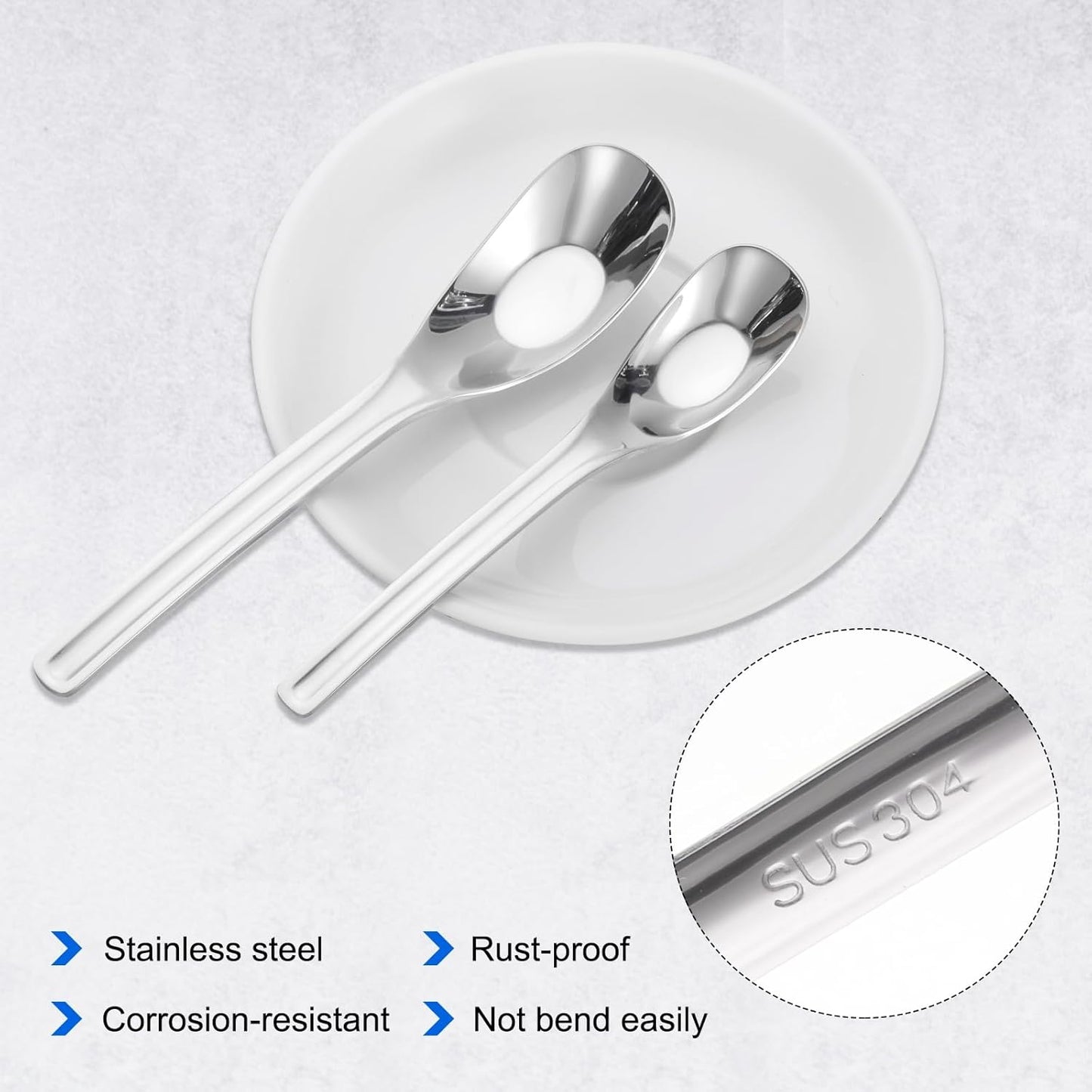 uxcell 6pcs Soup Spoons, 5.9 Inches 18/8 Stainless Steel Small Chinese Soup Spoon for Dessert and Cereal