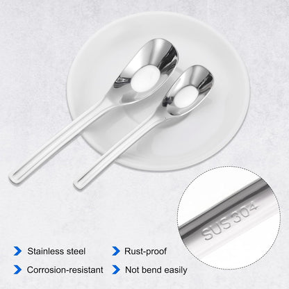 uxcell 4pcs 9.9 Inches Stainless Steel Soup Spoons for Dessert, Cereal, Dumplings, Wontons, Silver Tone