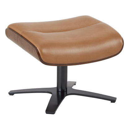 CHITA Genuine Leather Reclining Swivel Chair with Adjustable Headrest and Ottoman for Living Room, Saddle