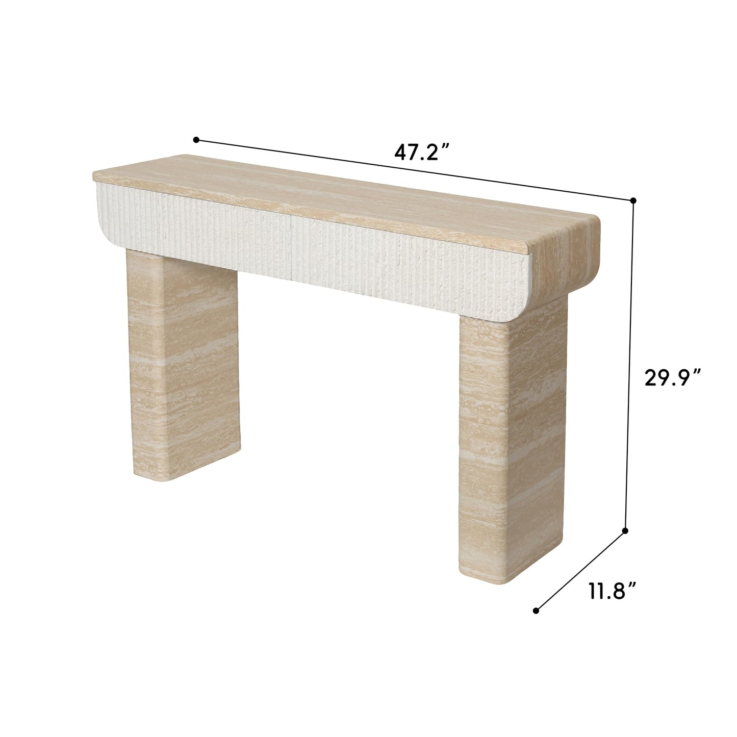 KEIKI 42.2" Console Table with Drawers, Wooden Entryway Table with Hidden Handle Storage, Narrow Sofa Table for Hallway or Living Room, Accent Console Table, Beige Yellow