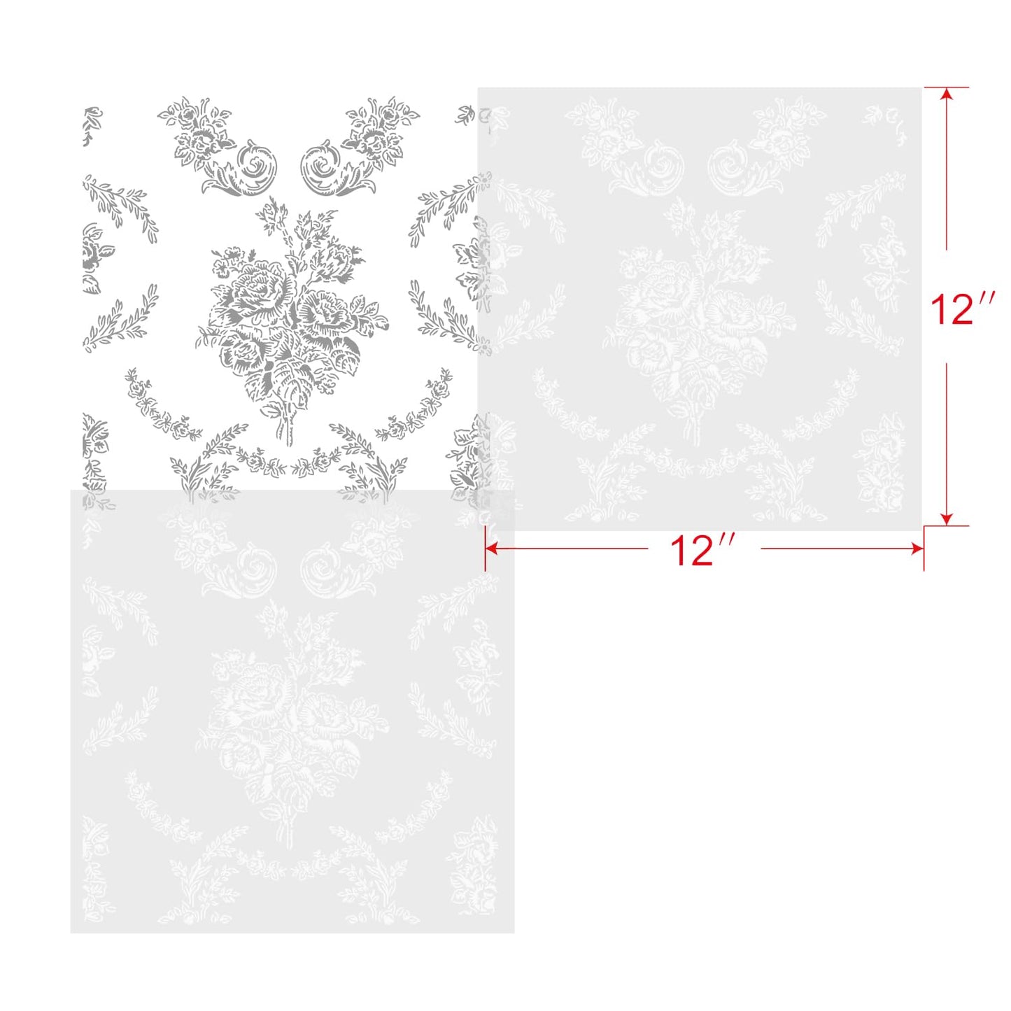 GSS Designs Flower Stencils for Painting on Wood Wall 12x12Inch Reusable Floral Wall Painting Stencils Ivy Leaf Template for Furniture Canvas Wood Home Decor DIY Art Crafts