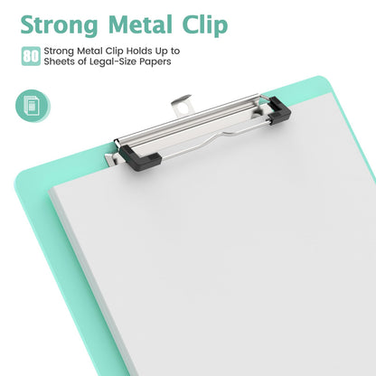 Macroclo Legal Size Clipboard, Teal Plastic 8.5 x 14 Clip Board for Lawers, Heavy Duty Butterfly Clip, 9 x 15 in, Office & School Supply(Pack of 10)