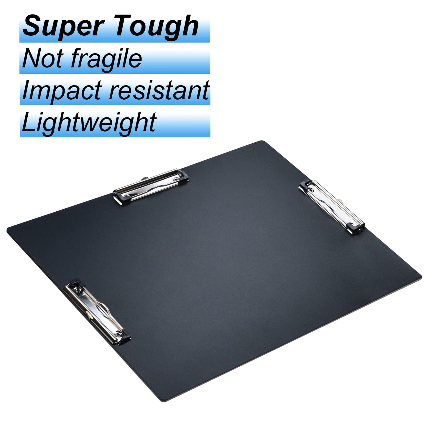Acocony 11x17 Clipboard Three Clip Super Tough Extra Large Clipboard PP Plastic Not Fragile 11 x 17 Clipping Board Black Pack of 2