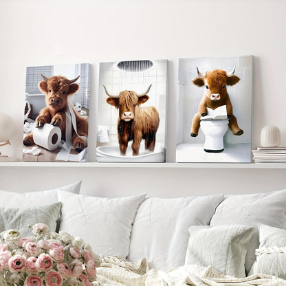 Clendo 3 Pack Cow Diamond Art Kits for Adults - Farm Animal Humor 5D Diamond Painting Kits, Full Drill Diamond Dot Gem Art Kit for Adults Wall Home Decor Arts Craft 12x16 inch
