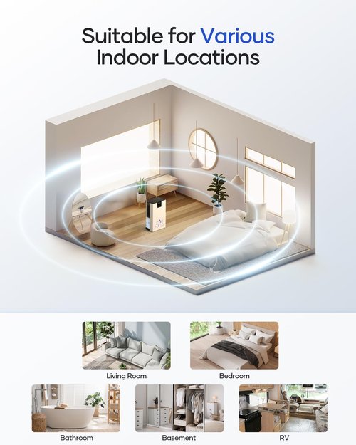 Dehumidifier, 95 OZ Water Tank Dehumidifiers for Home, 1000 sq. ft. Dehumidifier for Basement Bathroom Bedroom with Auto Shut Off, 7 Colors LED Light, Quiet Dehumidifiers with Sleep Mode, Beige