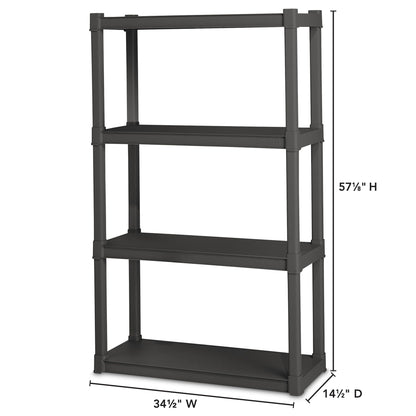 Sterilite 4 & 5 Shelf Plastic Storage Units Bundled with Easy to Assemble Storage Cabinet for Garage, Pantry & Kitchen Organization, 4 Shelves, Gray