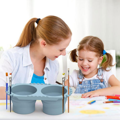 BXTSZZ Paint Brush Cleaner Foldable Silicone Cleaning Container 8.8x4.2in gift for Students And Artists（Blue）