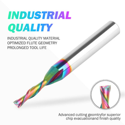 BINSTAK 1/8 Inch Down Cut CNC Router Bits 1/4 Inch Shank Solid Carbide Spiral Downcut End Mill for Wood Inlay Slot Carving Engraving